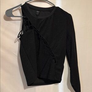 SHEIN Black Glitter Long Sleeve Top